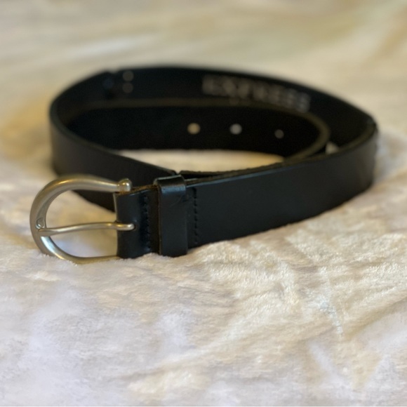 100% Italian Leather Vintage Express Brand Black Belt Size M - Picture 4 of 5